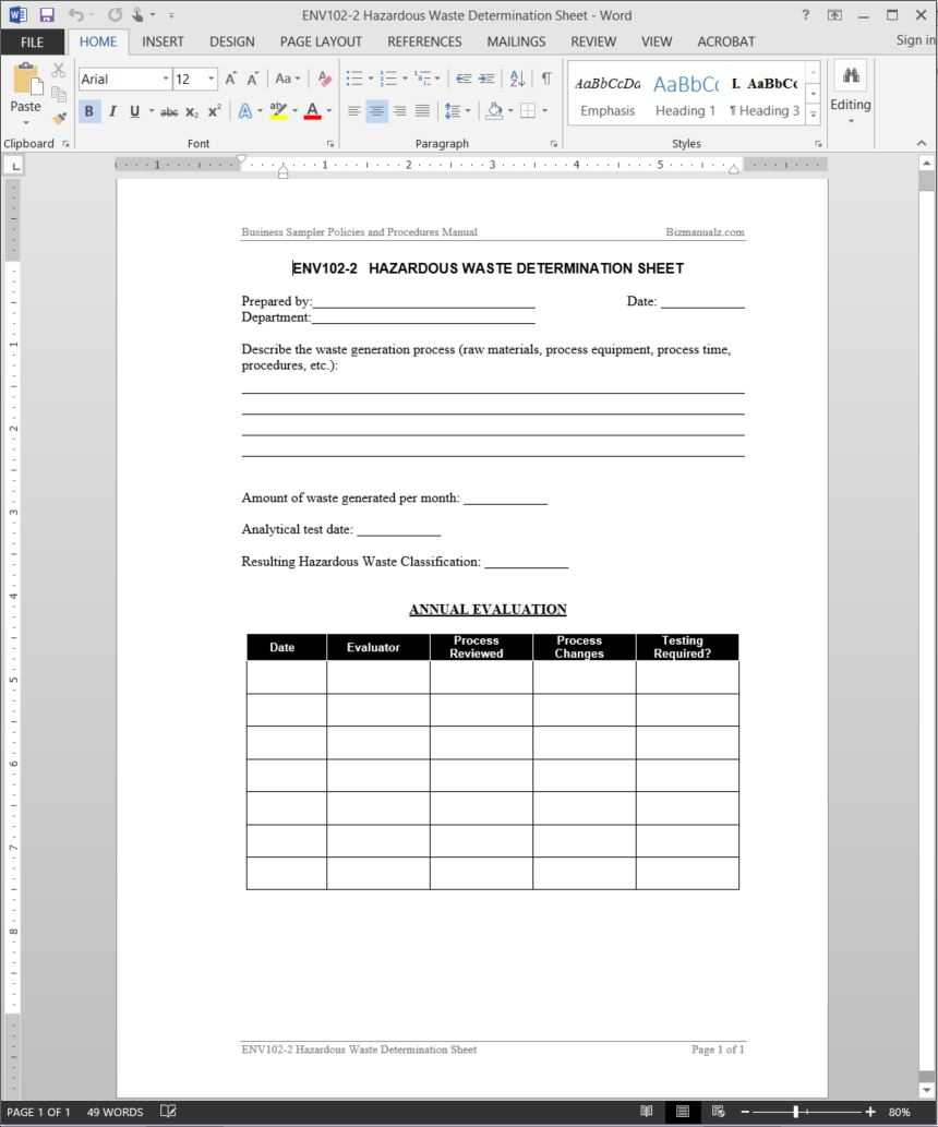 Hazardous Waste Determination Worksheet Template | Env102 2 Intended For Threat Assessment Report Template