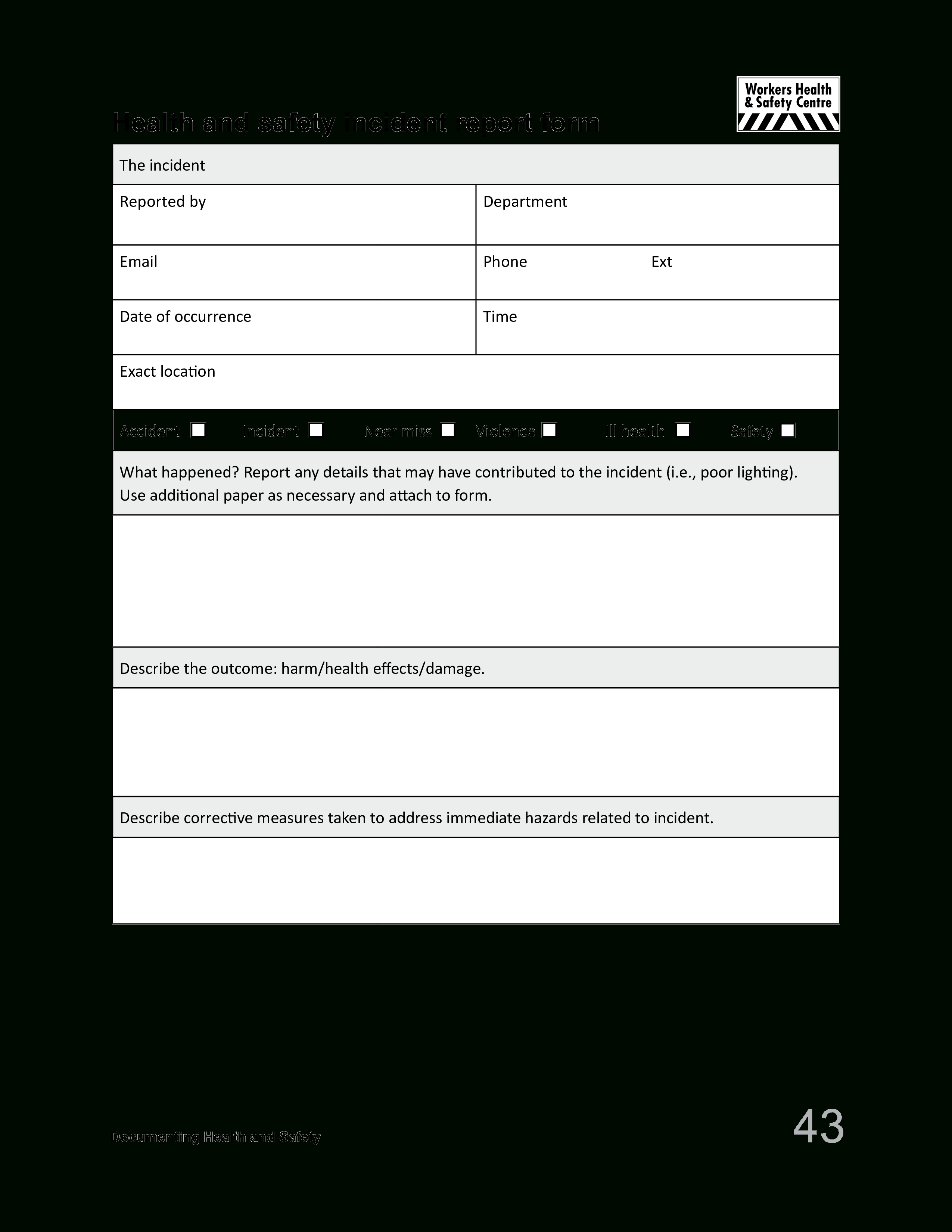 Health And Safety Report | Templates At Allbusinesstemplates In Health And Safety Incident Report Form Template