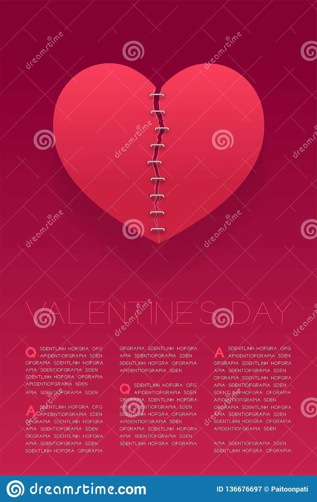Heart Paper Tear Repairstaples, Valentine`s Day Concept Regarding Staples Banner Template