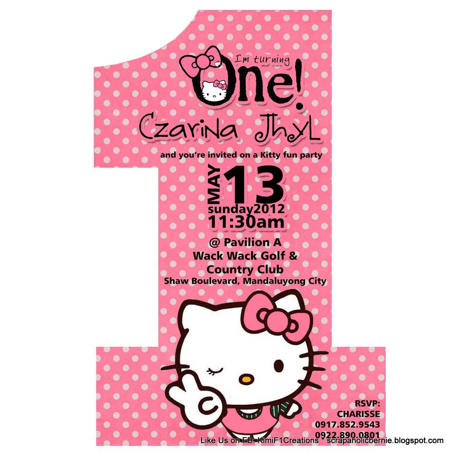 Hello Kitty Birthday Invitations Free Online. No 1 Hello Regarding Hello Kitty Birthday Banner Template Free