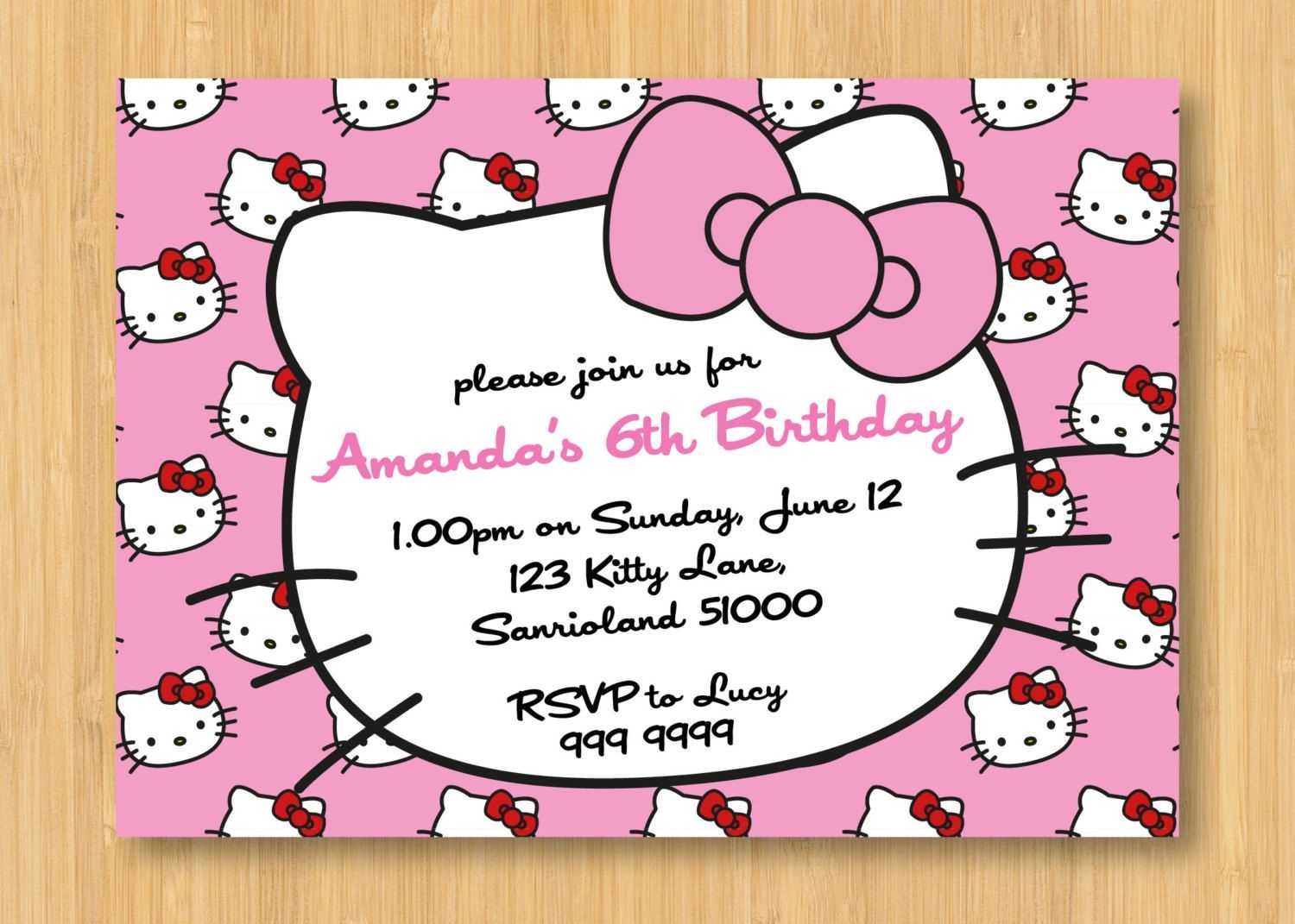 Hello Kitty Birthday Invitations Printable Free – Invitation Throughout Hello Kitty Birthday Card Template Free