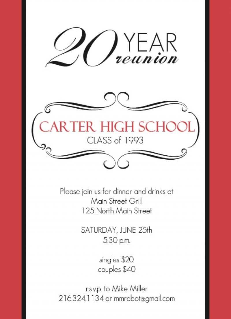 High School Class Reunion X Invitation Card Reunion With Regard To Reunion Invitation Card Templates
