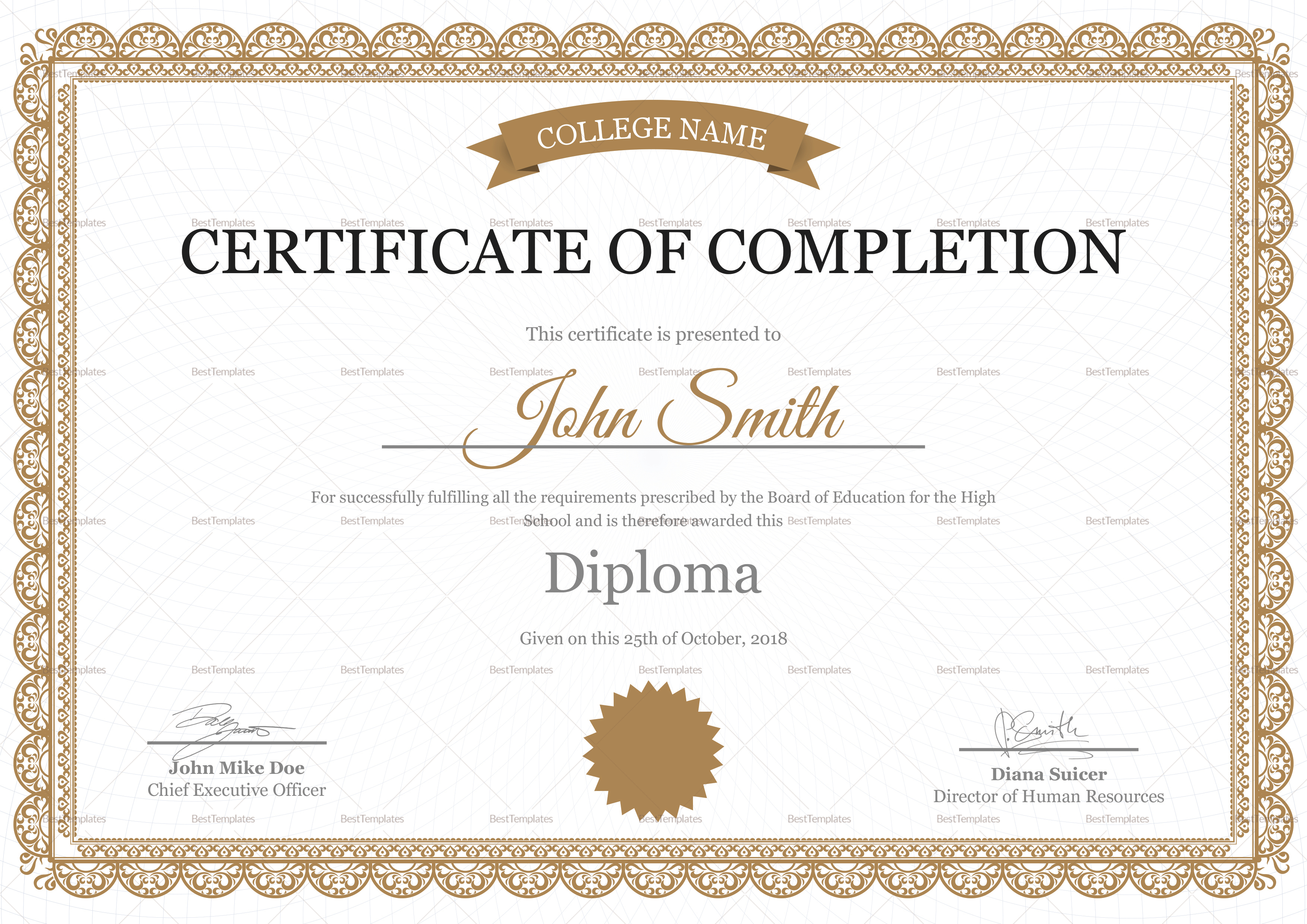 High School Completion Certificate Template For Certificate Templates For School