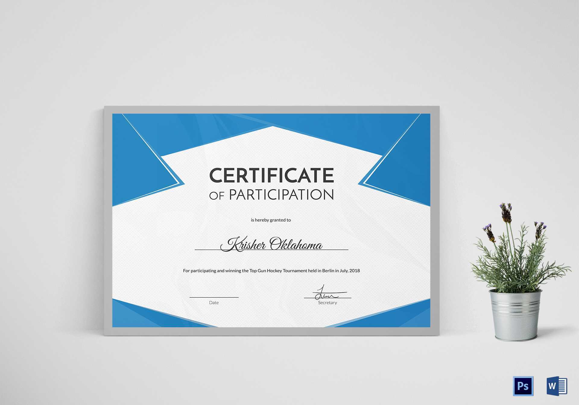 Hockey First Place Certificate Template Pertaining To First Place Certificate Template
