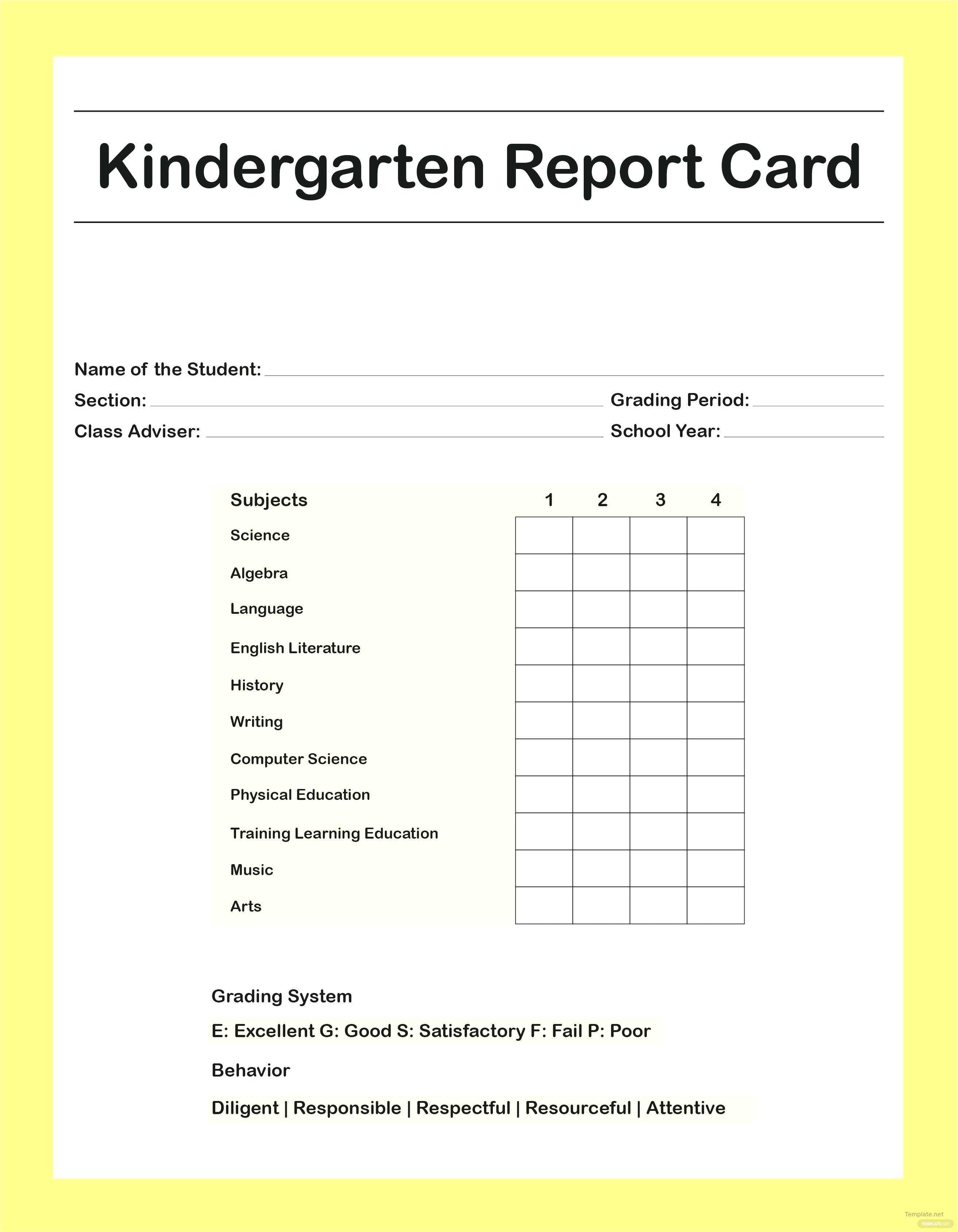 Homeschool Report Card Template Free – Verypage.co Regarding Kindergarten Report Card Template