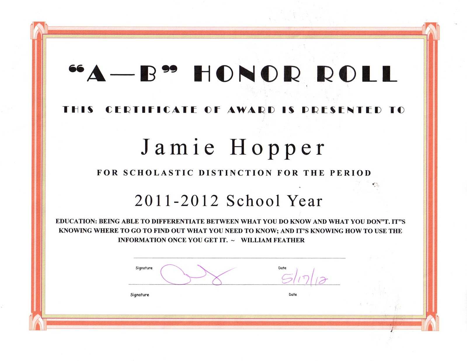 Honor Roll Certificates Template Throughout Honor Roll Certificate Template