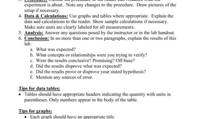 Honors Physics – Lab Report Format in Physics Lab Report Template