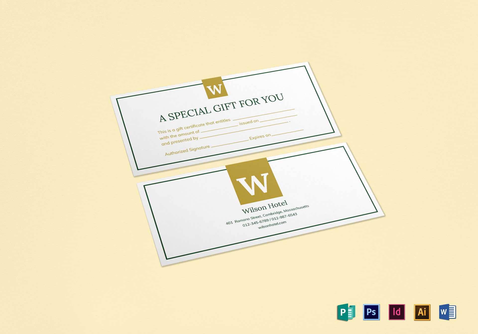 Hotel Gift Certificate Template Inside Gift Certificate Template Publisher
