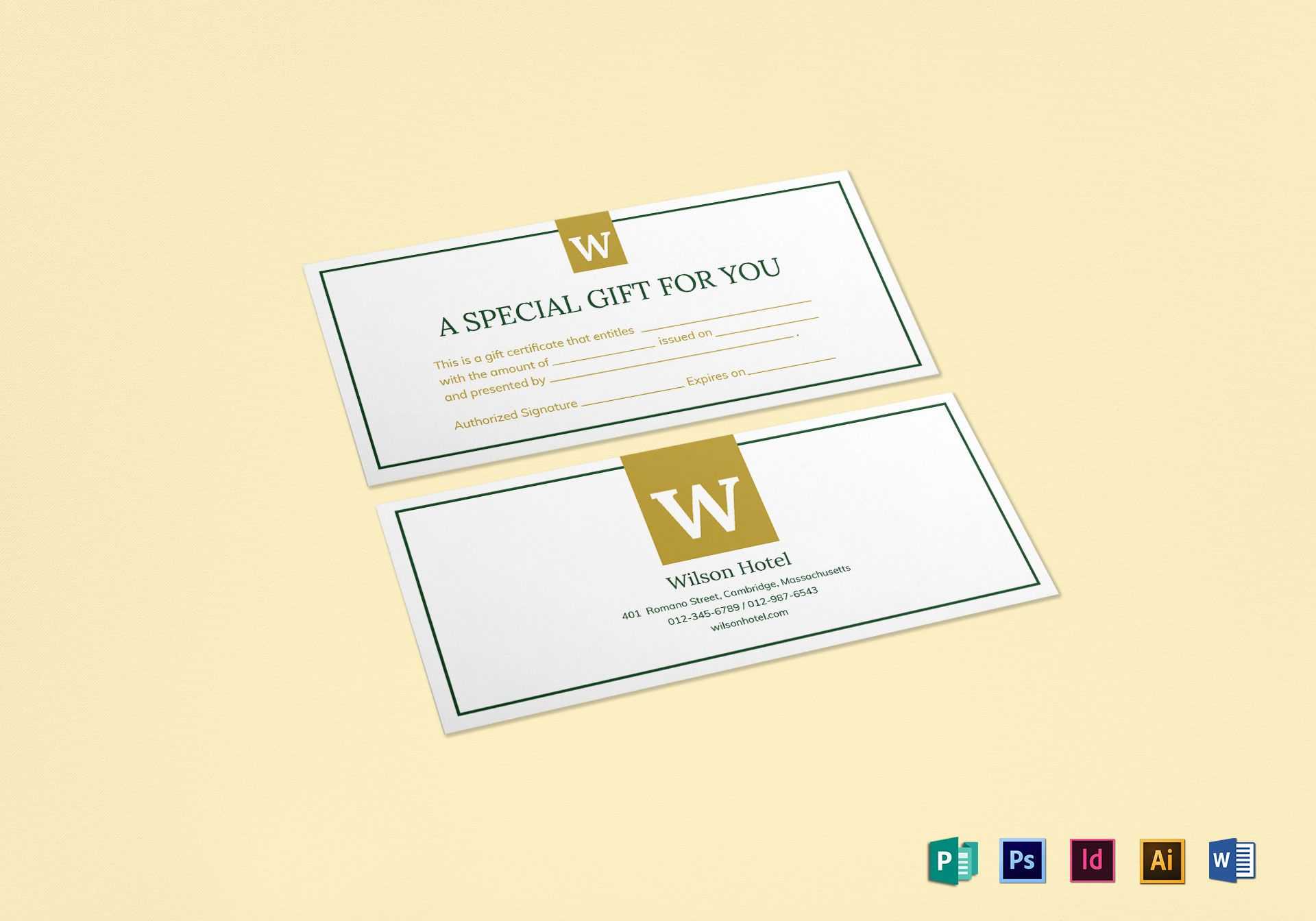 Hotel Gift Certificate Template Pertaining To Gift Card Template Illustrator