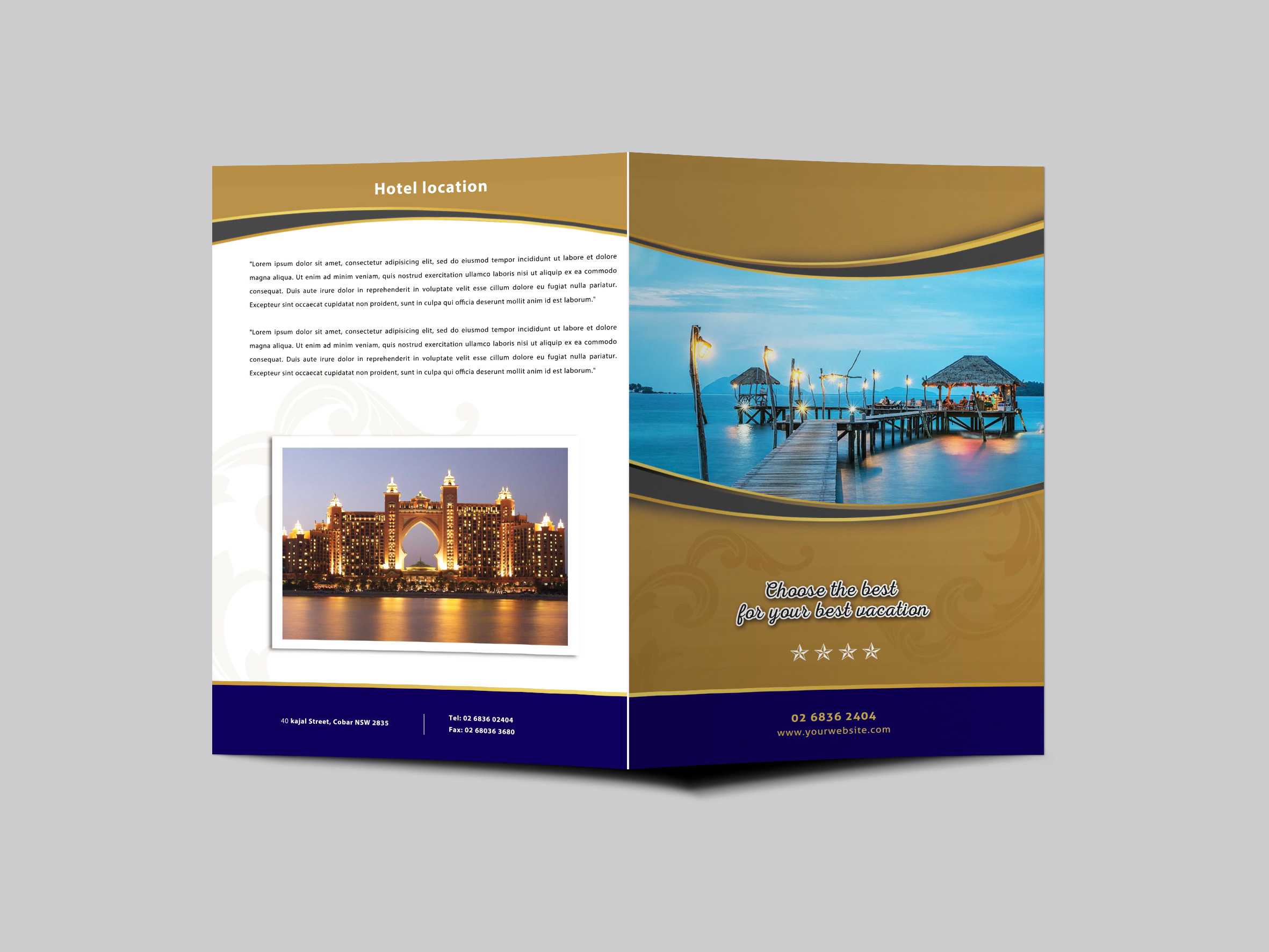 Hotel Resort Bi Fold Brochure Design Templatearun Kumar Pertaining To Hotel Brochure Design Templates