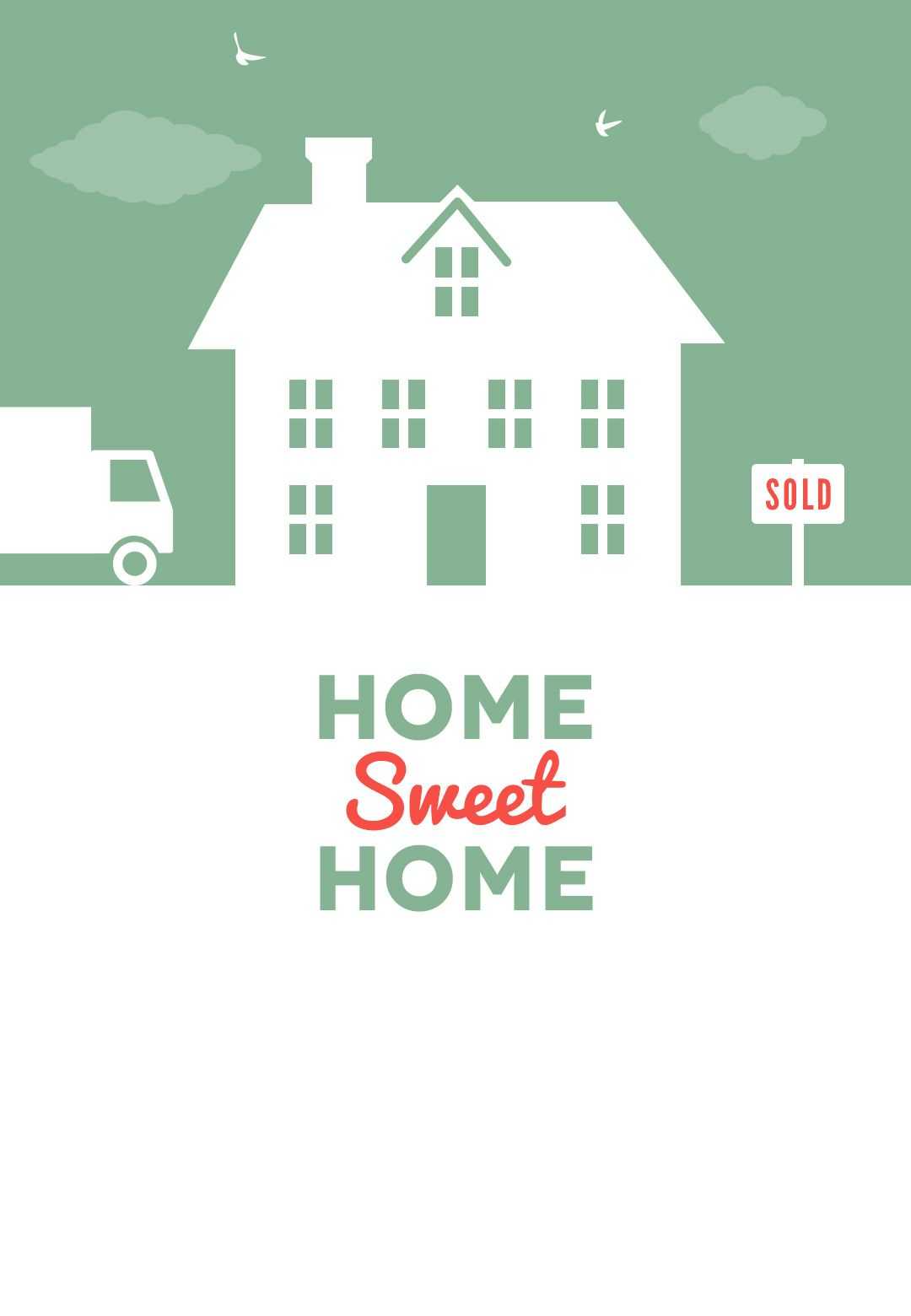 House And Birds – Free Printable Moving Announcement With Free Moving House Cards Templates