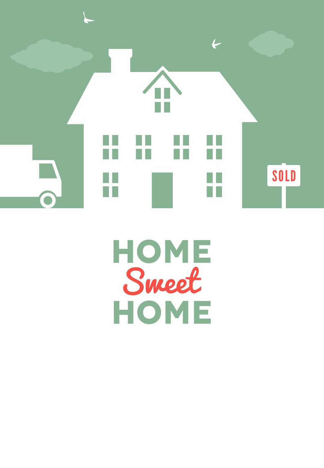 House And Birds - Free Printable Moving Announcement With Moving House Cards Template Free