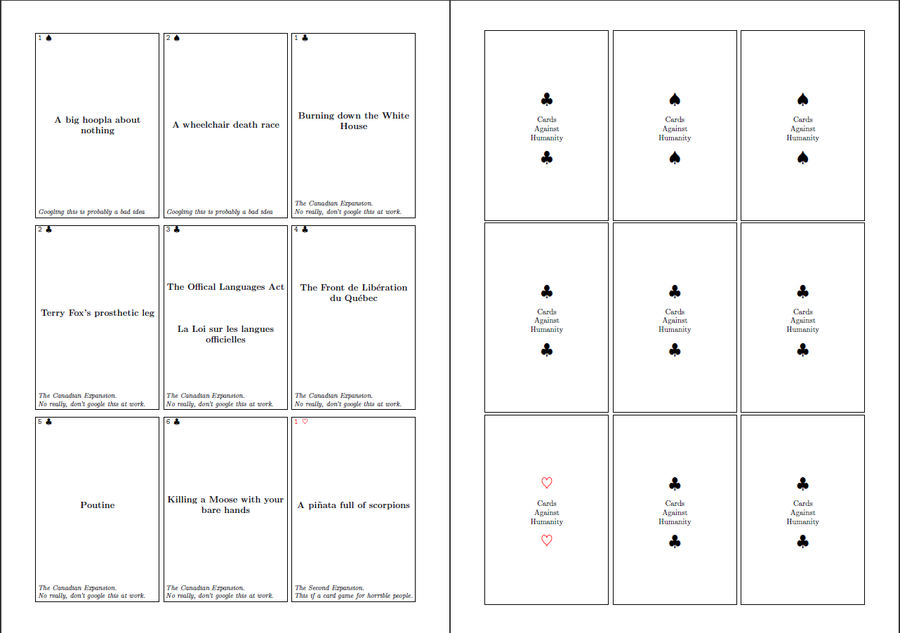 How Do I Put Card Backs On My Cards? – Tex – Latex Stack Regarding Cards Against Humanity Template