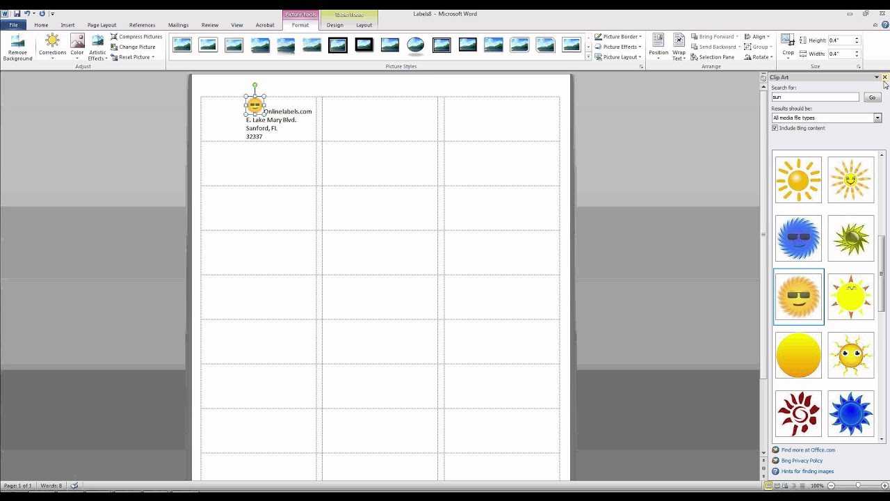 How To Add Images And Text To Label Templates In Microsoft Word Pertaining To Labels 8 Per Sheet Template Word
