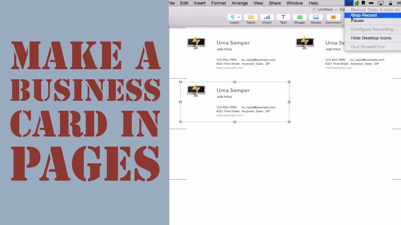 How To Create A Business Card In Pages For Mac (2014) Throughout Pages Business Card Template