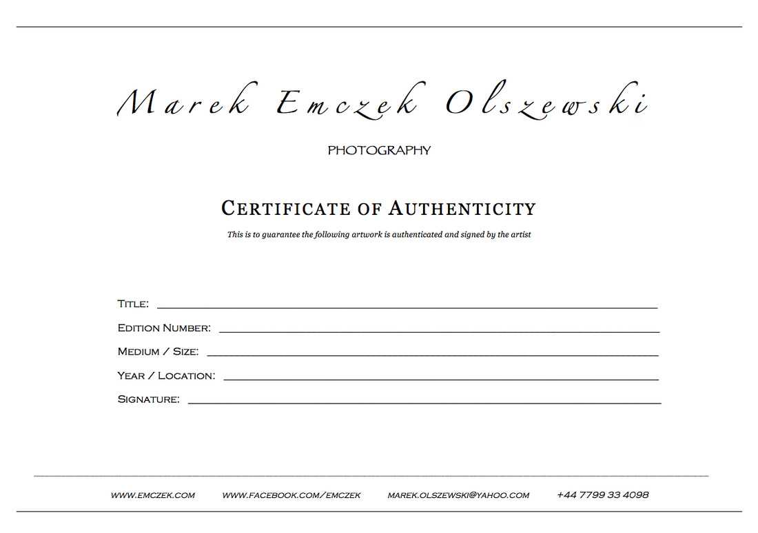 How To Create A Certificate Of Authenticity For Your Photography In Certificate Of Authenticity Template