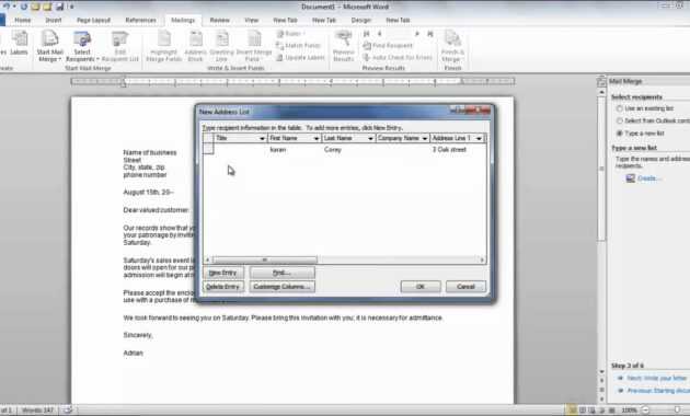 How To Create A Mail Merge In Microsoft Word 2010 throughout How To Create A Mail Merge Template In Word 2010