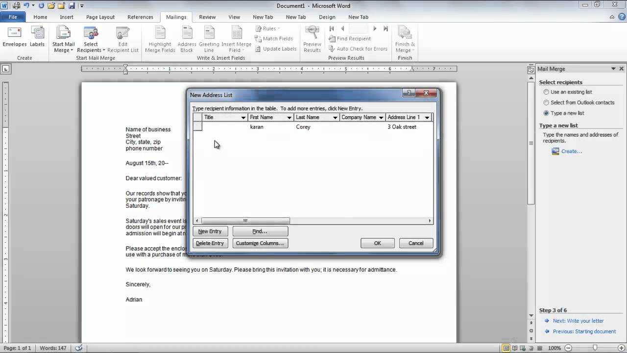 How To Create A Mail Merge In Microsoft Word 2010 Throughout How To Create A Mail Merge Template In Word 2010