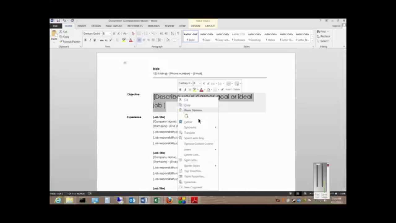 How To Create A Resume From A Free Template In Microsoft Word 2013 In How To Create A Template In Word 2013