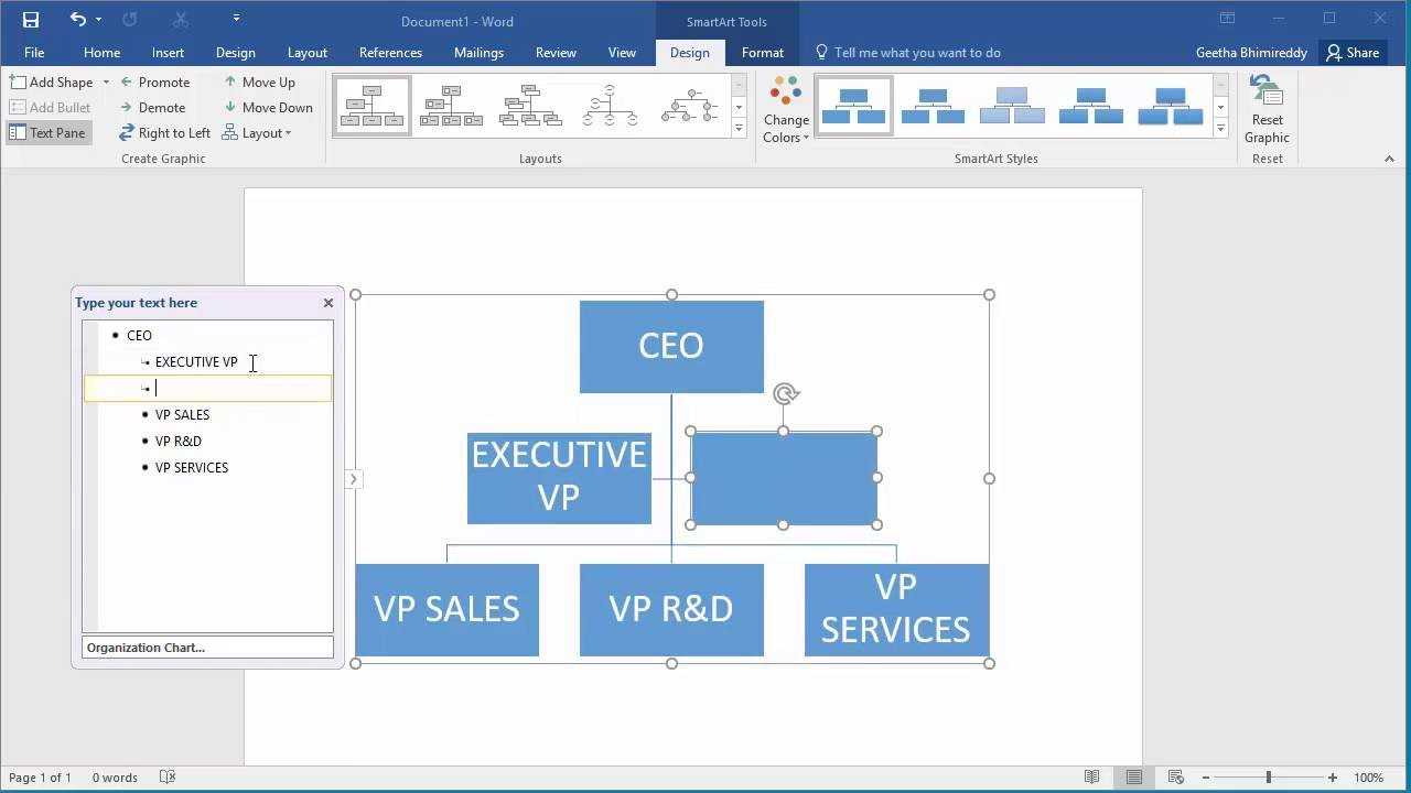 How To Create An Organization Chart In Word 2016 For Organization Chart Template Word