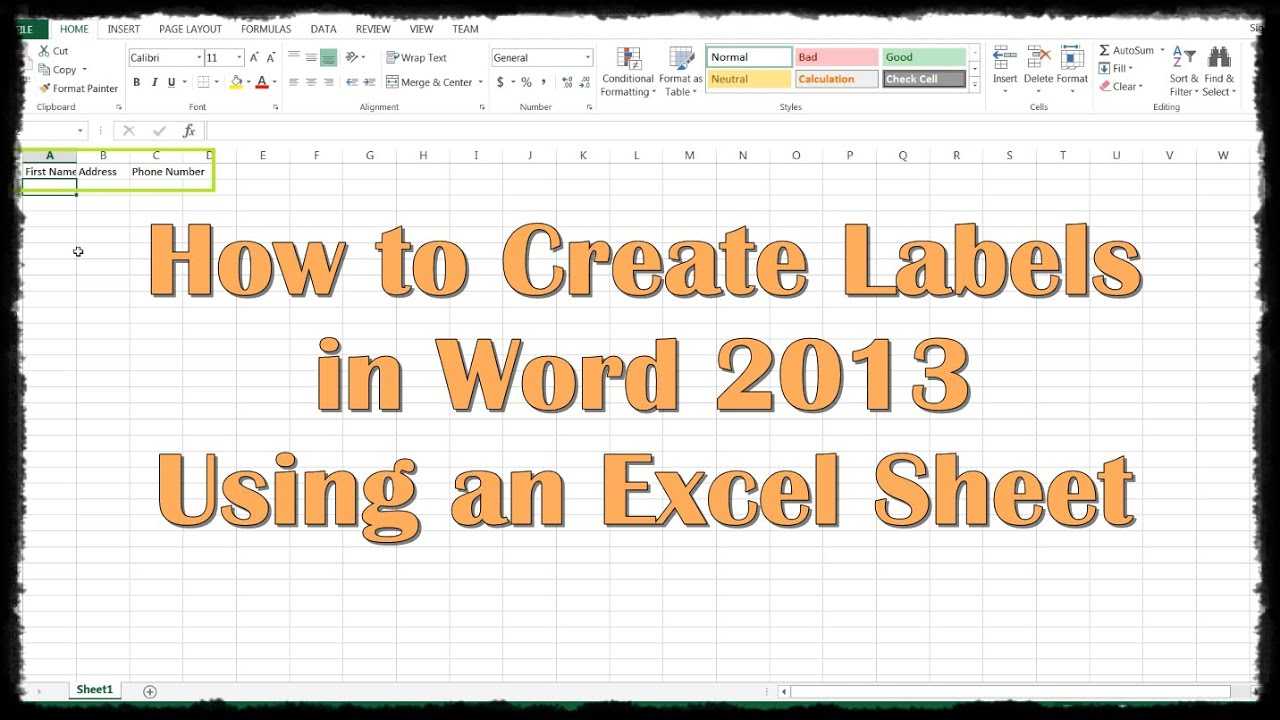 How To Create Labels In Word 2013 Using An Excel Sheet With Word Label Template 16 Per Sheet A4