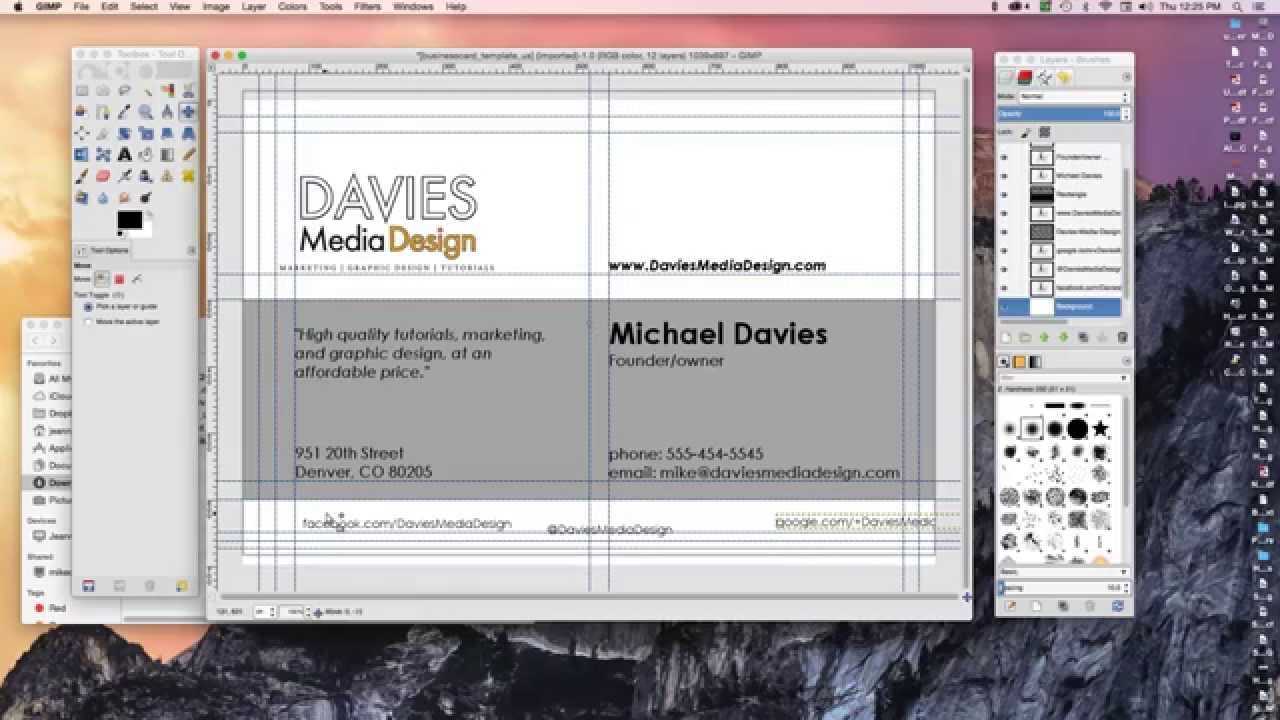 How To Make A Business Card In Gimp 2.8 With Gimp Business Card Template