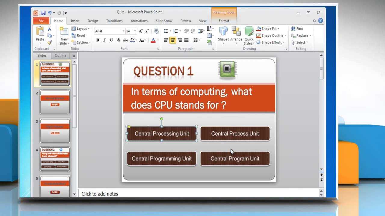 How To Make A Quiz On Powerpoint 2010 Throughout Powerpoint Quiz Template Free Download
