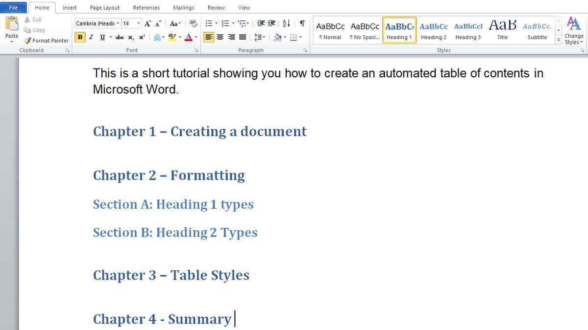 How To Make Automated Table Of Contents In Microsoft Word Intended For Contents Page Word Template