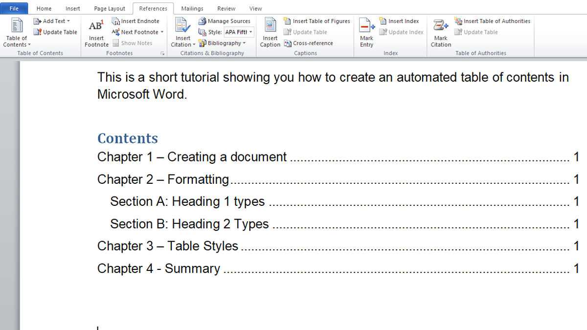 How To Make Automated Table Of Contents In Microsoft Word With Regard To Contents Page Word Template