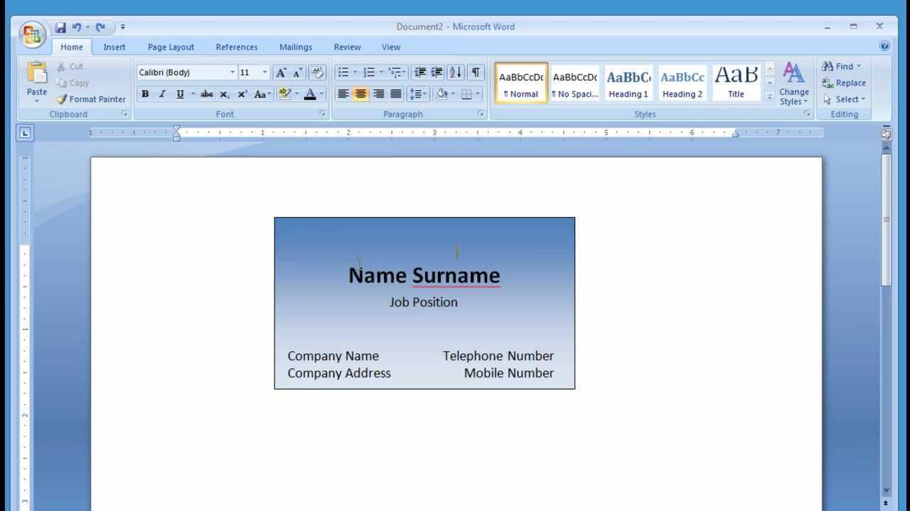 How To Make Business Cards On Microsoft Word 2007 For Free Pertaining To Business Card Template For Word 2007