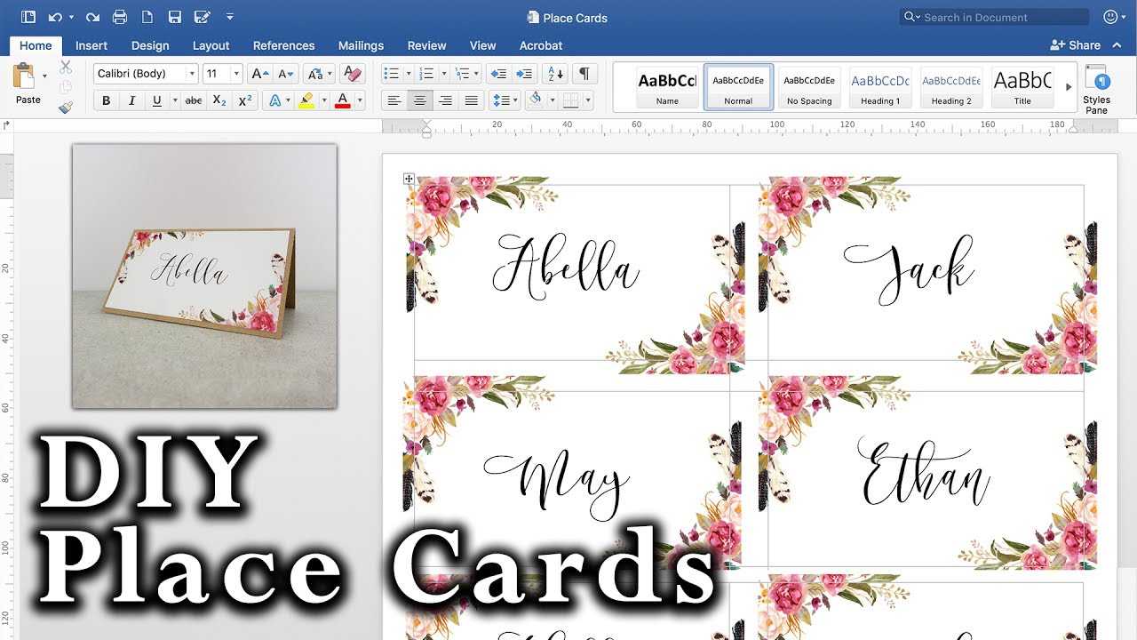 How To Make Diy Place Cards With Mail Merge In Ms Word And Adobe Illustrator In Wedding Place Card Template Free Word