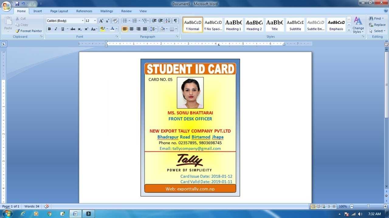 How To Make Id Card Design In Ms Word 2018 (Advance Id Card Design) Inside Id Card Template For Microsoft Word