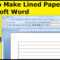 How To Make Lined Paper With Microsoft Word Regarding Notebook Paper Template For Word 2010