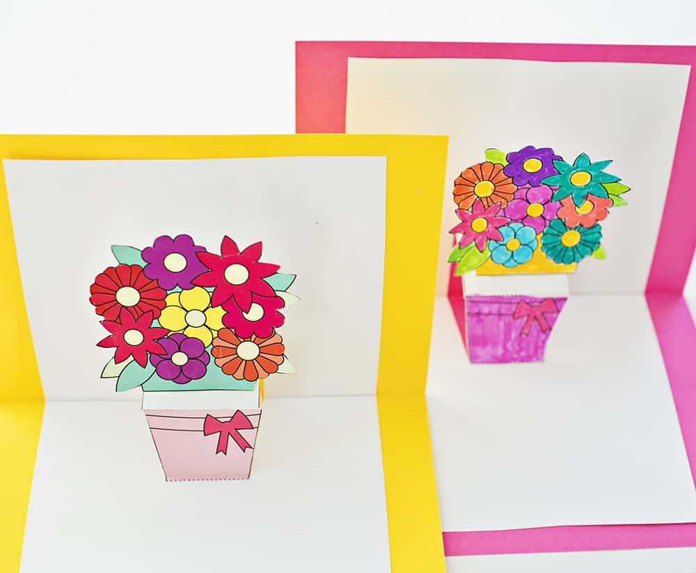 How To Make Pop Up Flower Cards With Free Printables Inside Printable Pop Up Card Templates Free