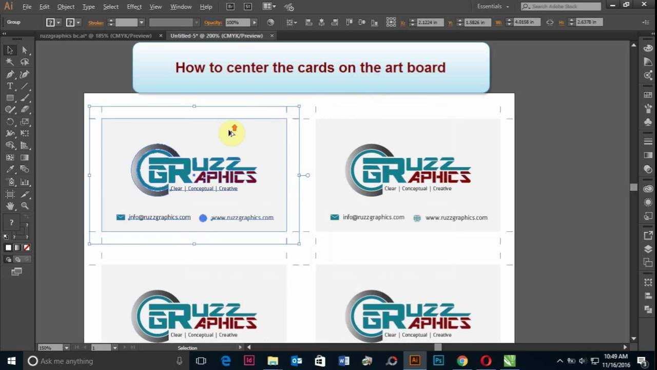 How To Print Double Sided Business Card In Adobe Illustrator In Double Sided Business Card Template Illustrator