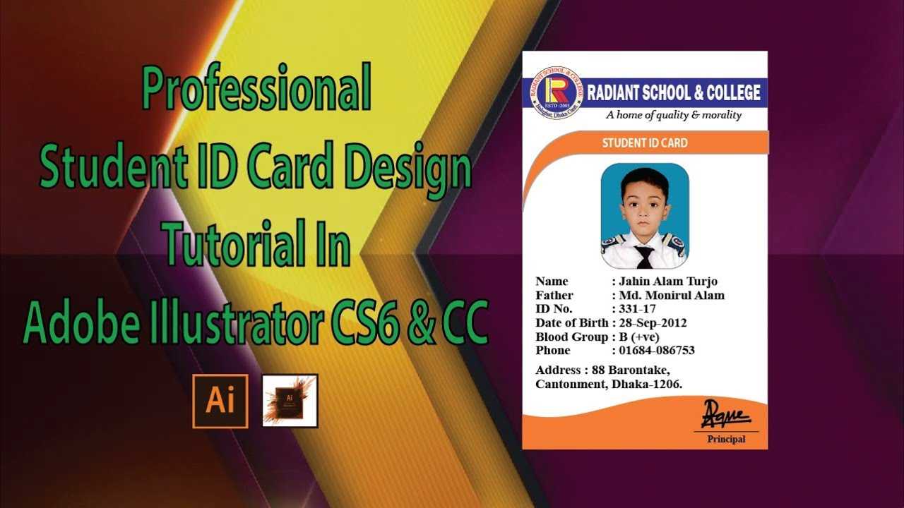 How To Professional Student Id Card Design Tutorial In Adobe Illustrator  Cs6 & Cc Within High School Id Card Template