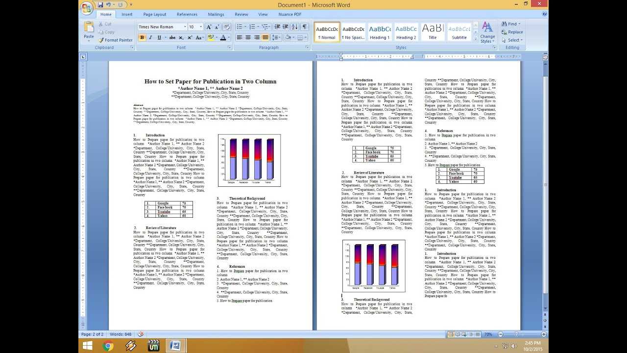 How To Set Two Column Paper For Publication With Scientific Paper Template Word 2010