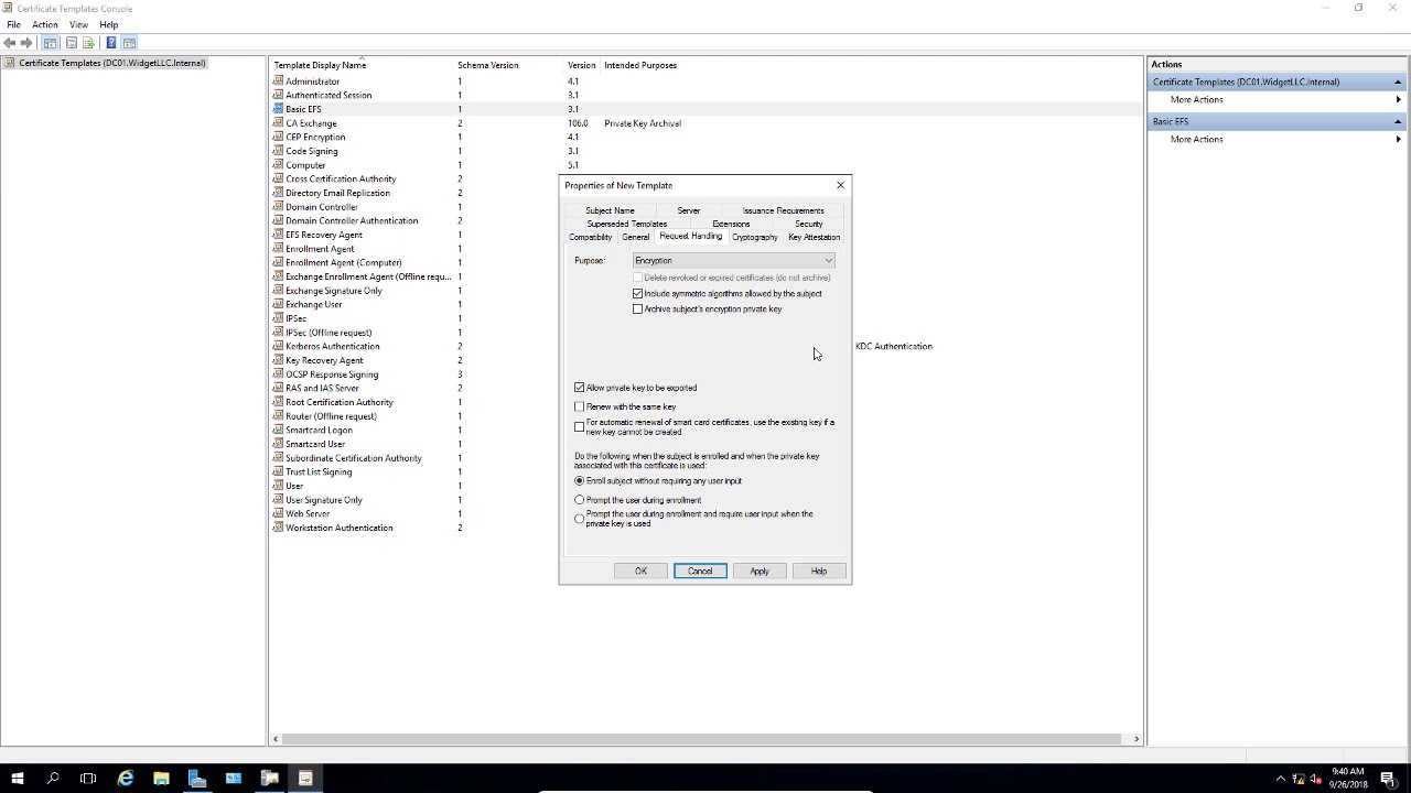 How To Setup Efs Auto Enrolled Certificate In Windows Ad Server 2016 With Regard To Domain Controller Certificate Template