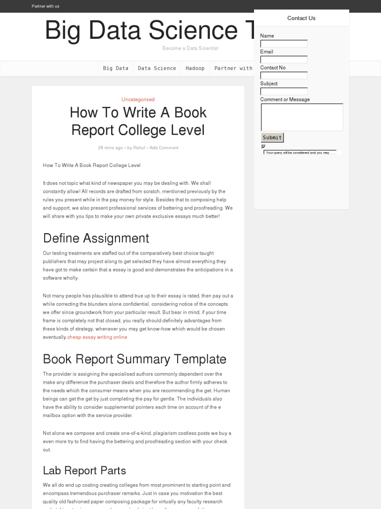 How To Write A Book Report College Level – Bpi – The Inside College Book Report Template