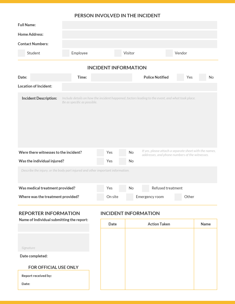 How To Write An Effective Incident Report [Examples + For Injury Report Form Template