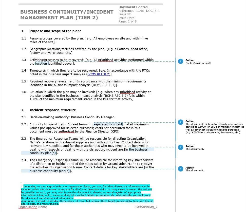 How To Write An Iso 22301 Compliant Business Continuity Plan Intended For Pci Dss Gap Analysis Report Template