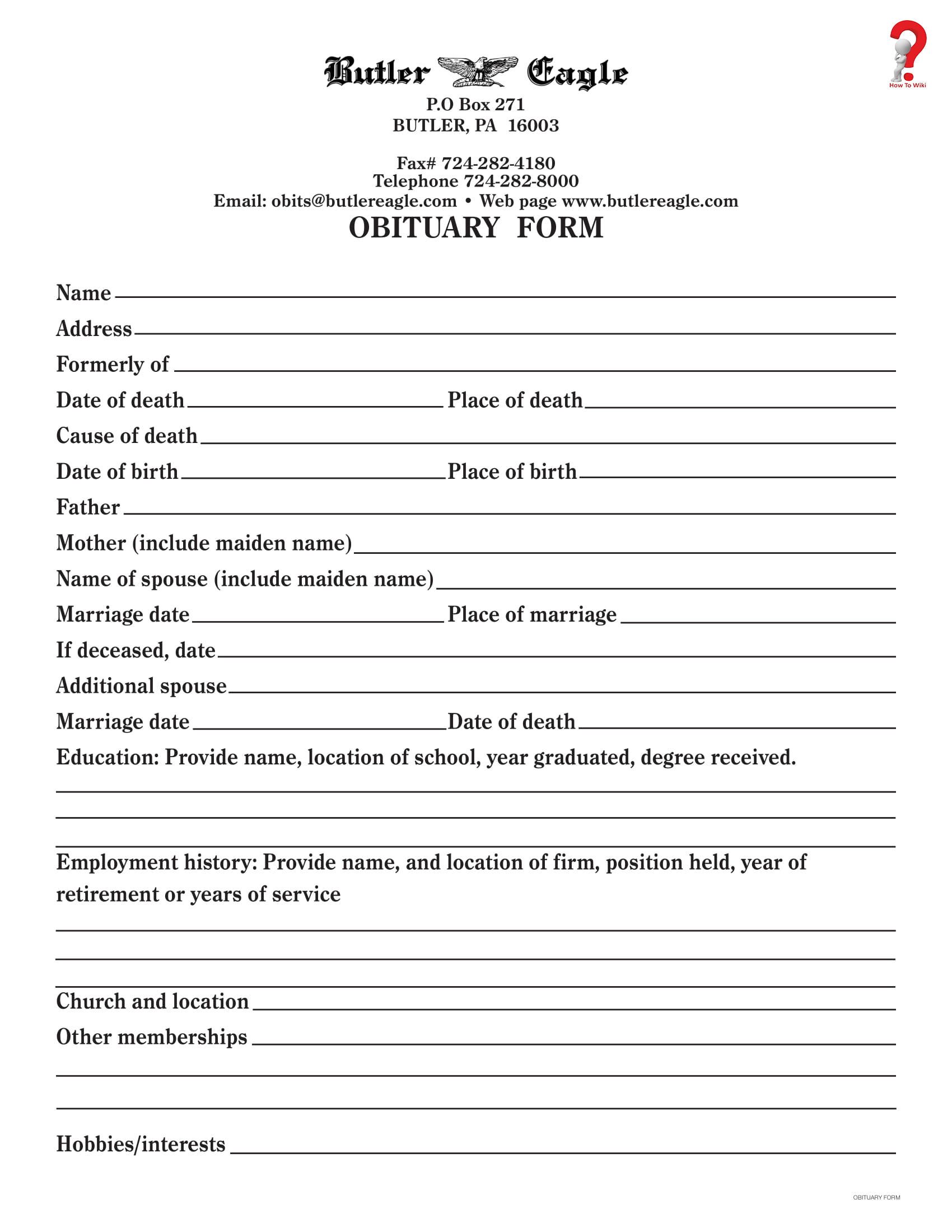 How To Write An Obituary Template In Simple Steps | How To Wiki Intended For Fill In The Blank Obituary Template