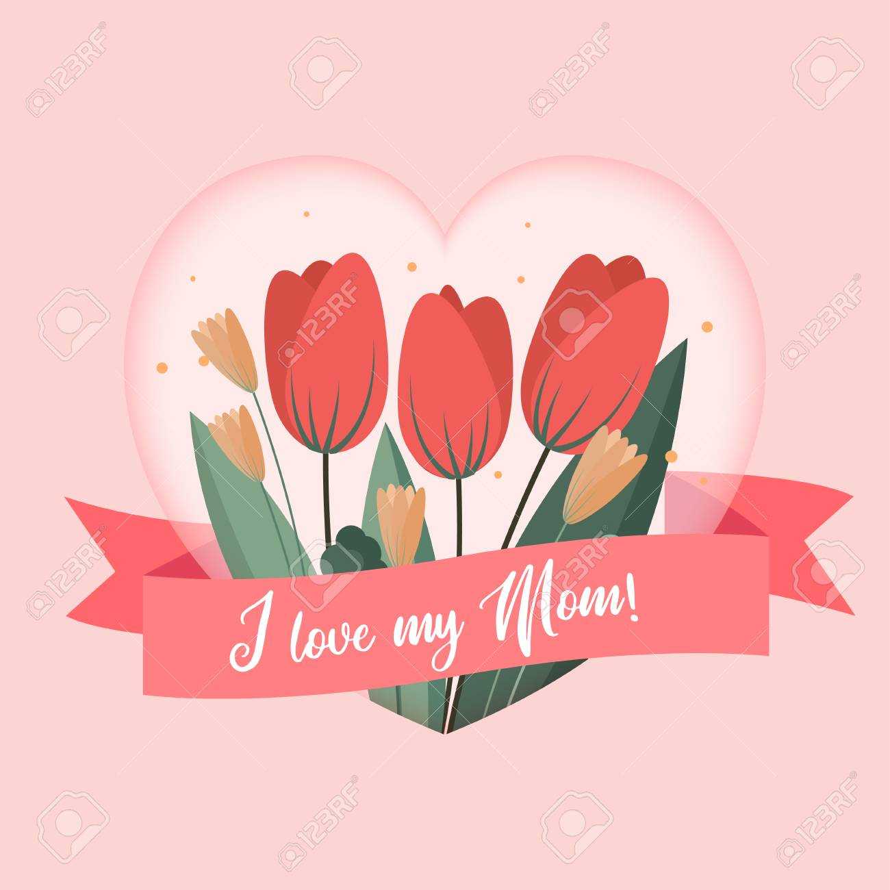 I Love My Mom Greetings Card Template. Background Design To Mothers.. With Mom Birthday Card Template