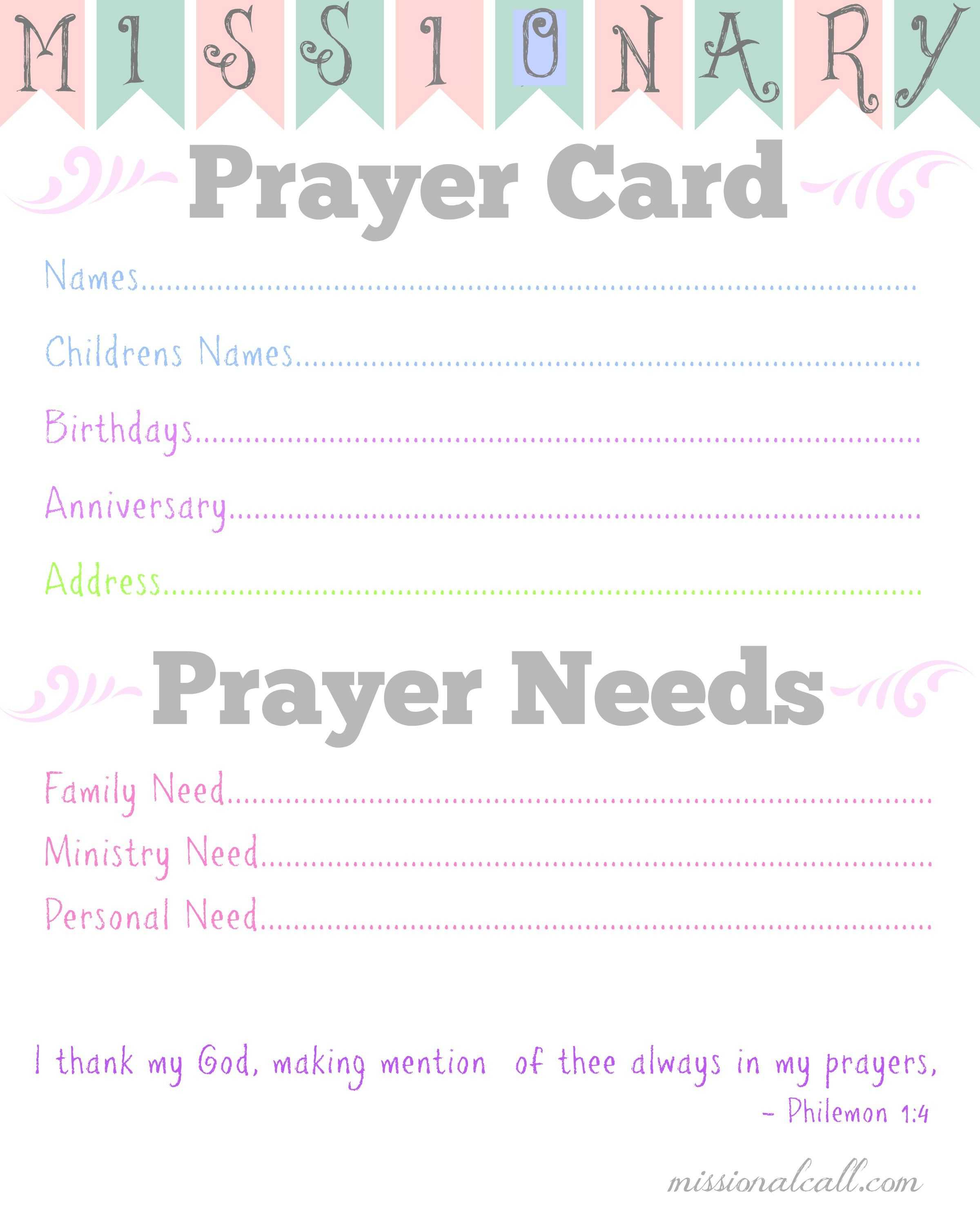 I Love This!!! A Missionary #prayer Card Free Printable To Throughout Prayer Card Template For Word