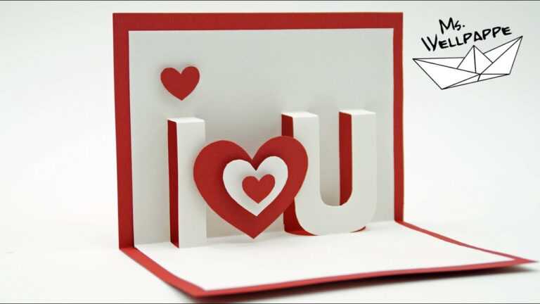 Image 3 for I Love You Pop Up Card Template