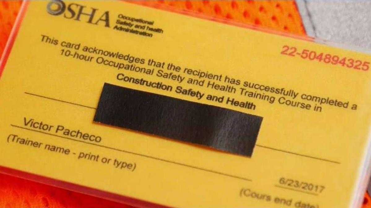 I Team: Fake Osha Cards Put Construction Workers At Risk With Regard To Osha 10 Card Template