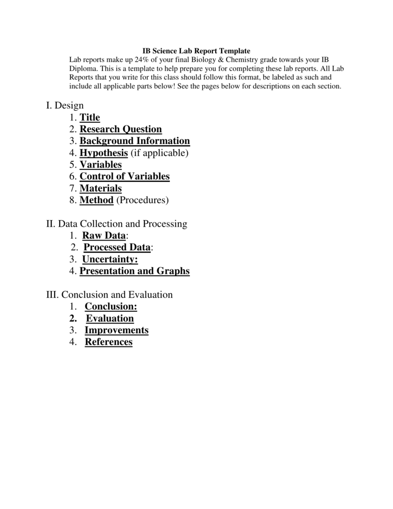 Ib Biology Lab Report Template Regarding Biology Lab Report Template