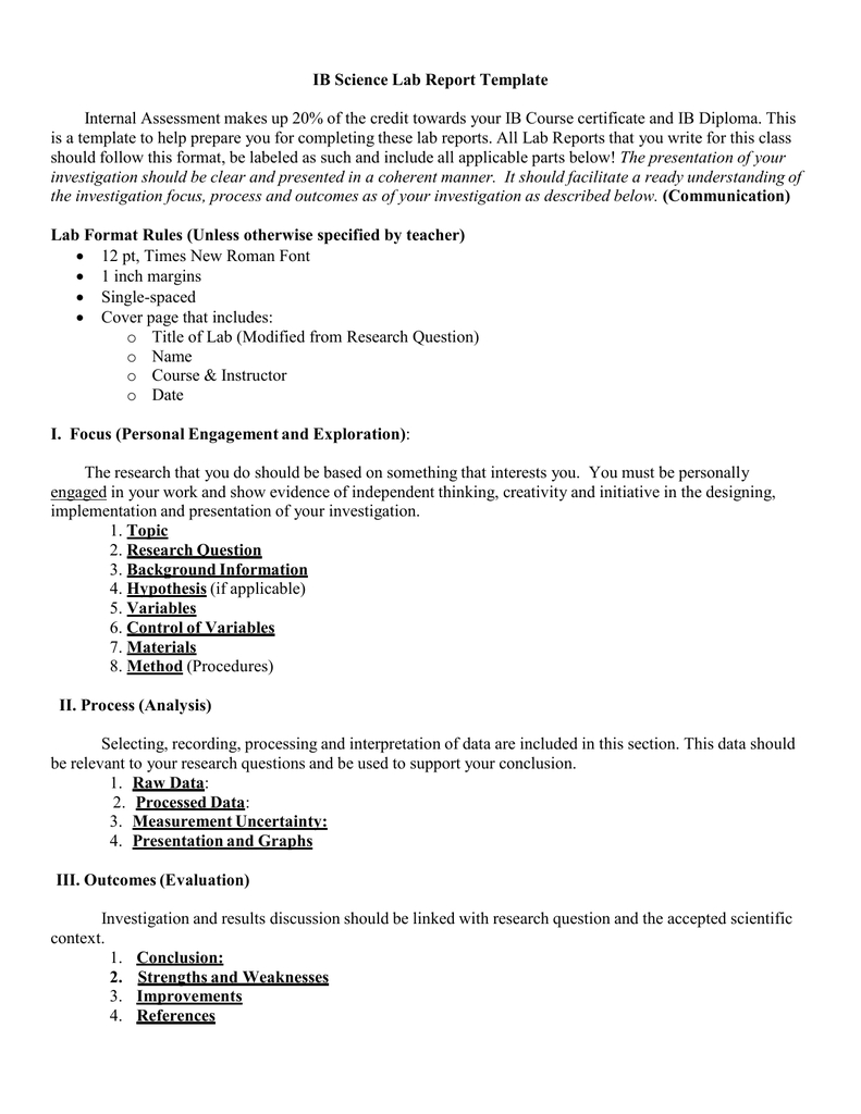 Ib Lab Report Template Ib Science Lab Report Template 2016 Inside Science Experiment Report Template