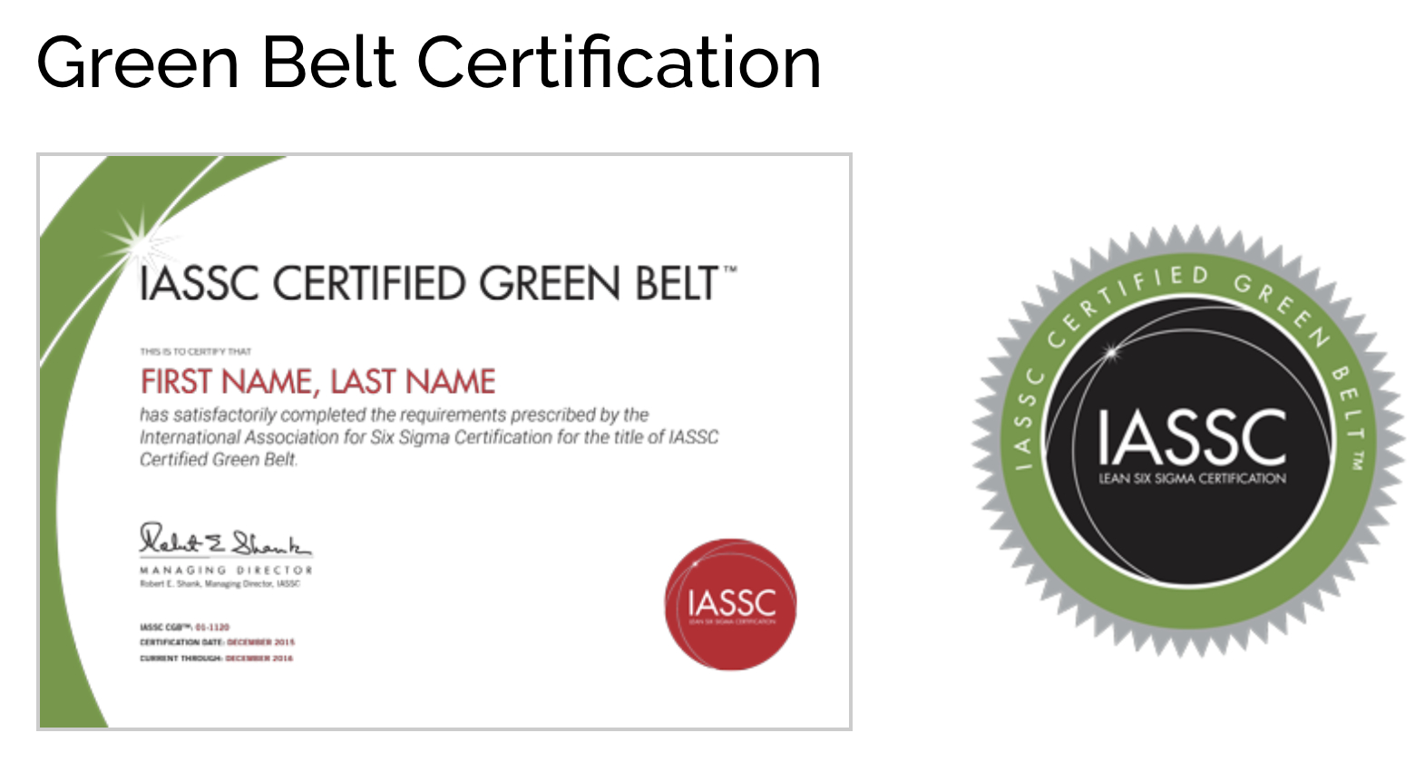 Icgb – Lean Six Sigma Green Belt Online Self Paced – 12 Months E Learning  Access Throughout Green Belt Certificate Template