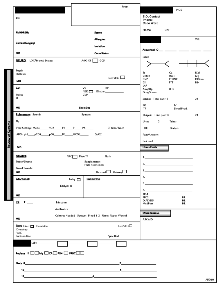 Icu Nurse Report Sheet Template Nurse Nurse Report Sheet with Icu